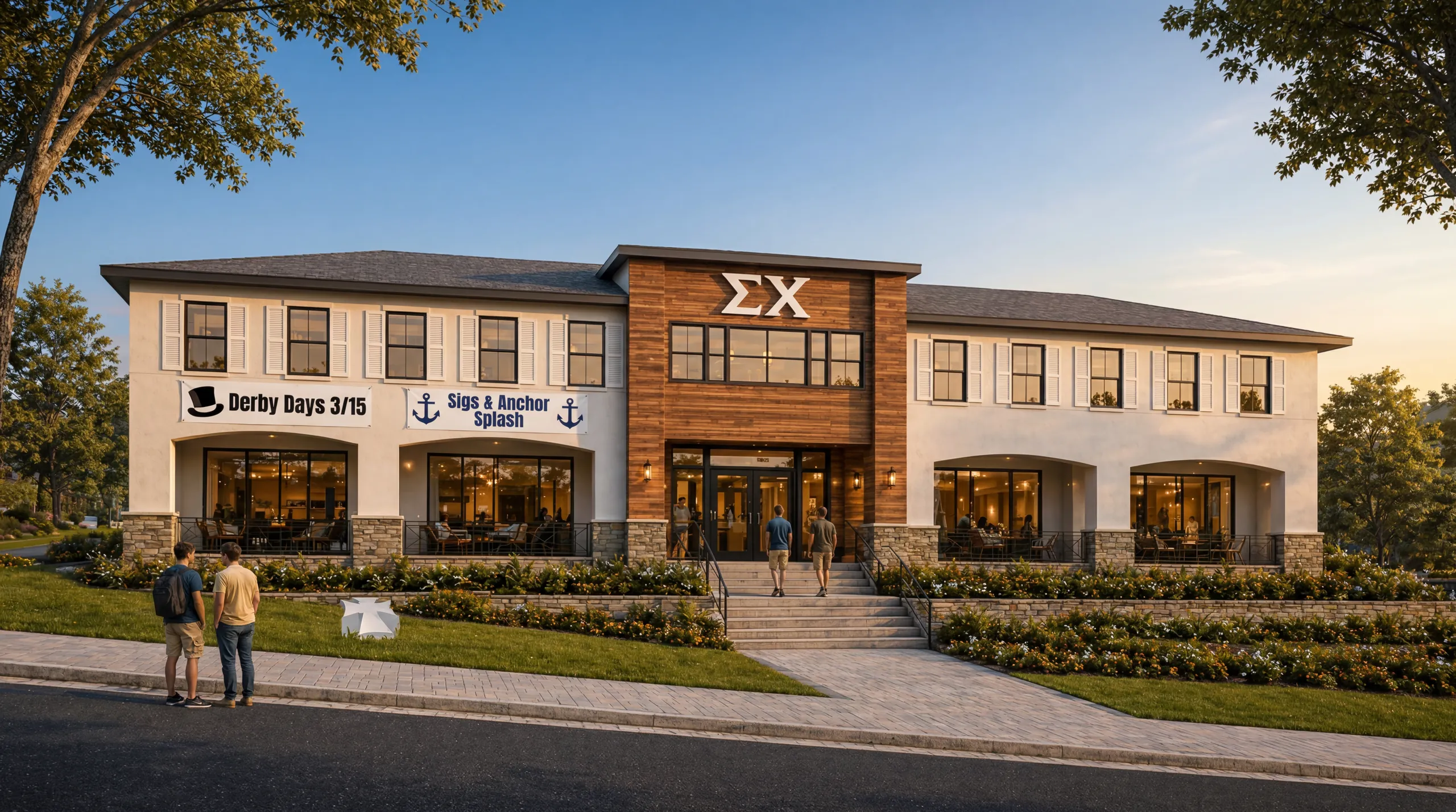 Hero render of the Epsilon Zeta new chapter house, design direction by Rick Harpenau &rsquo;80